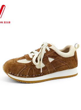 意尔康女鞋2025秋季新款复古德训鞋透气运动休闲鞋5681ZD49023Y