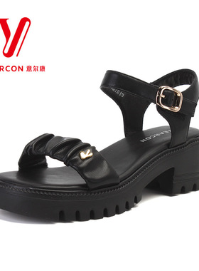 意尔康凉鞋女款夏季2023新款百搭正品粗跟绝美仙女风配裙子04446