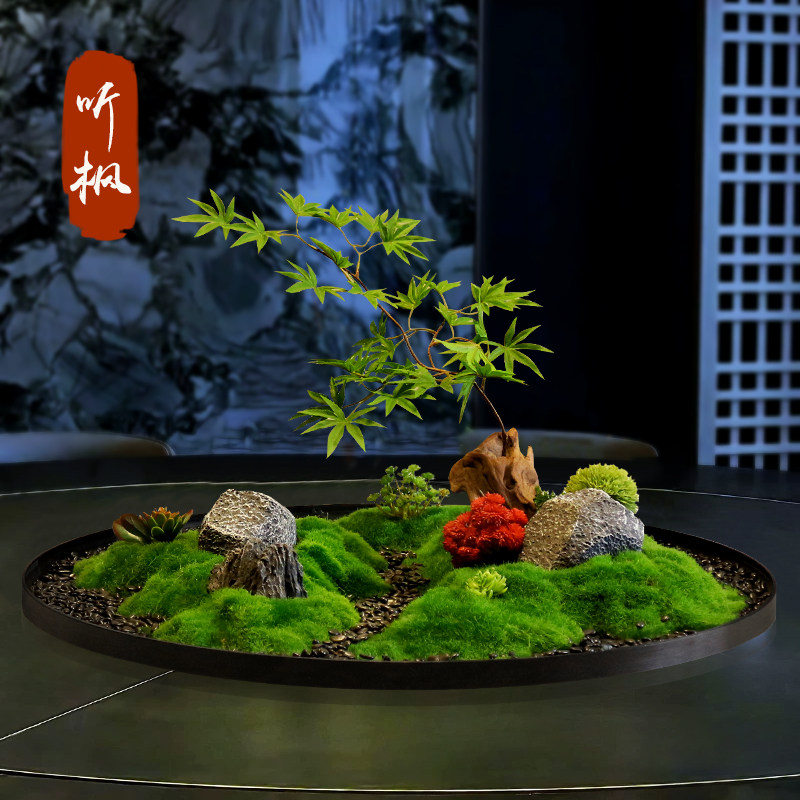 酒店餐桌中间转盘摆花大圆桌装饰品摆件高端仿真假花景观造景摆设