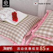 小美私藏枕套 asaroom 韩国纯棉格纹百搭枕头套50 现货 枕套