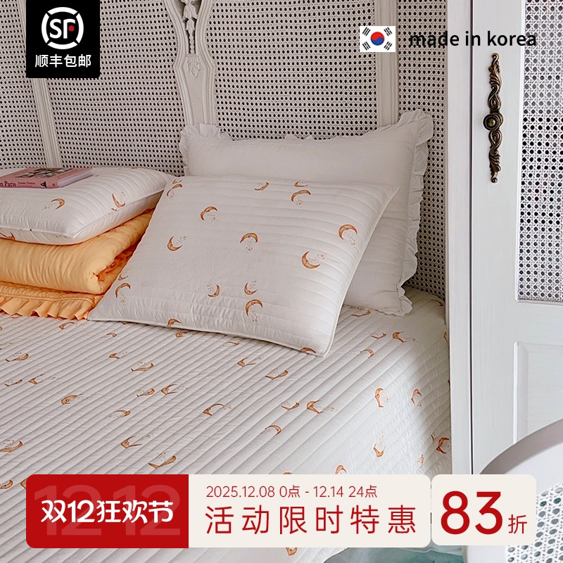 现货▲  ASAROOM韩国莫代尔卡通月亮床单 夹棉床盖