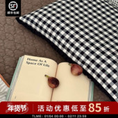 现货 格子枕头套 韩国纯棉黑白格纹枕套 搭配jue啦 ASAROOM