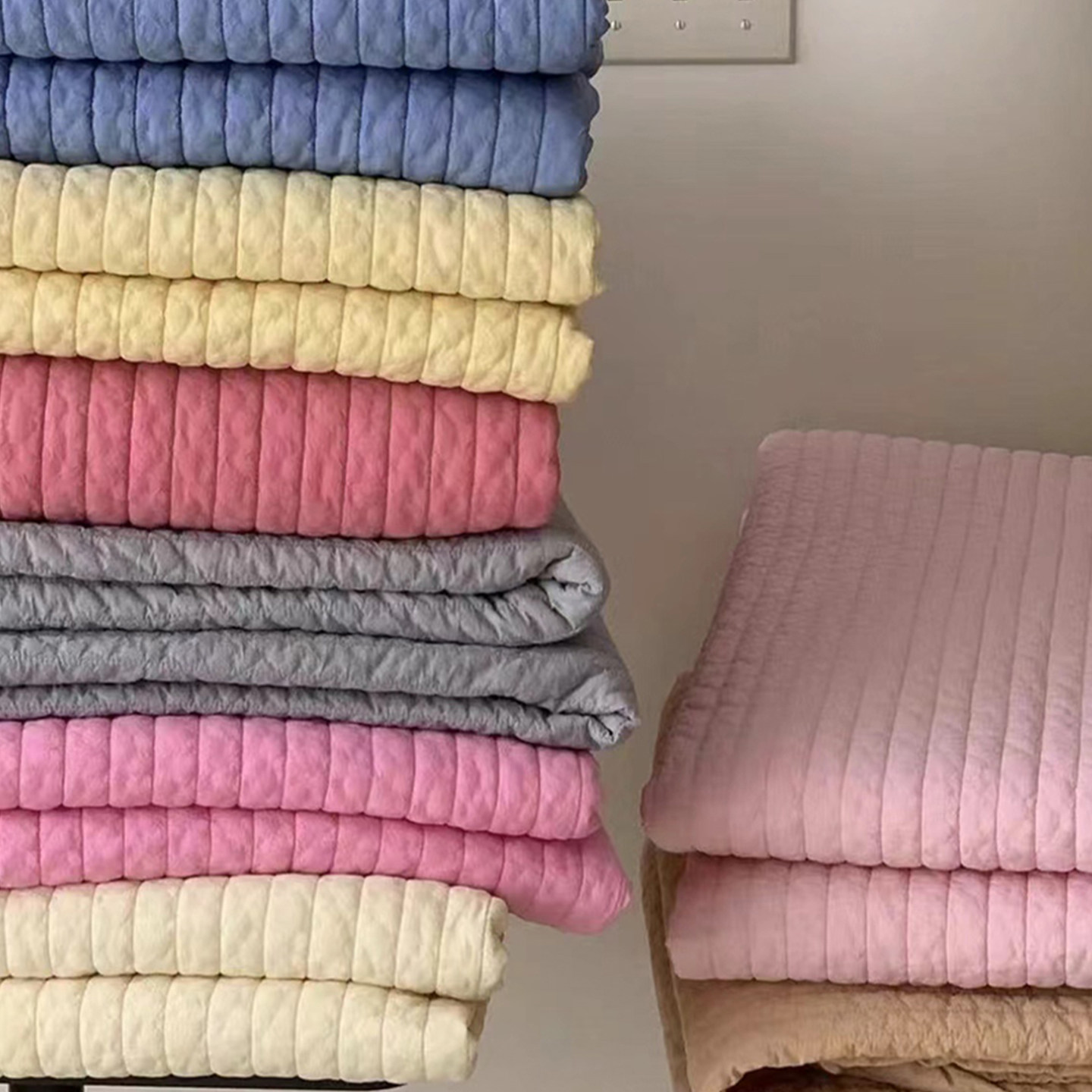 现货▲DU家自留N条 ASAROOM韩国高密度纯棉床单夏被两用绗缝床盖