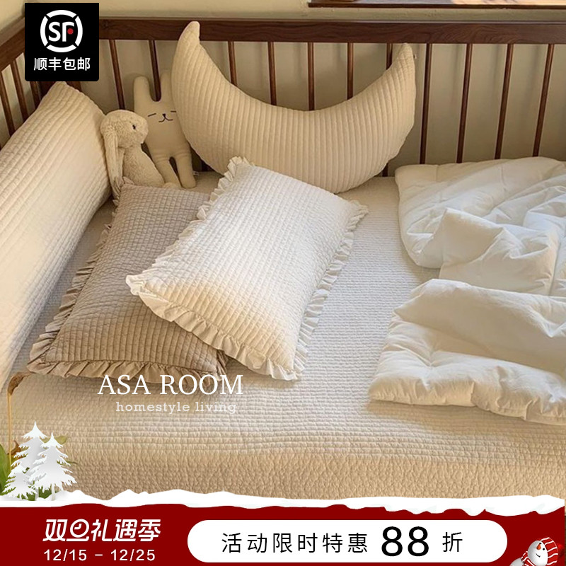 韩国绗缝纯棉儿童枕套