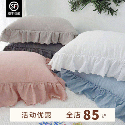 自用超百搭韩国纯棉蕾丝花边枕套