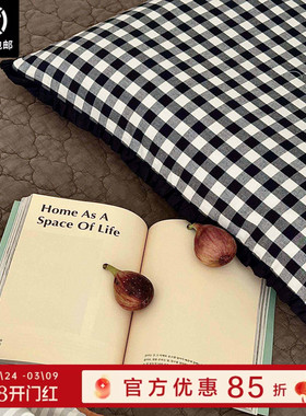 现货▲ 搭配jue啦！ASAROOM 韩国纯棉黑白格纹枕套 格子枕头套