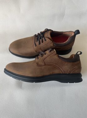 乐步rockport牛皮男鞋系带低帮商务正装皮鞋英伦风德比鞋哑光复古