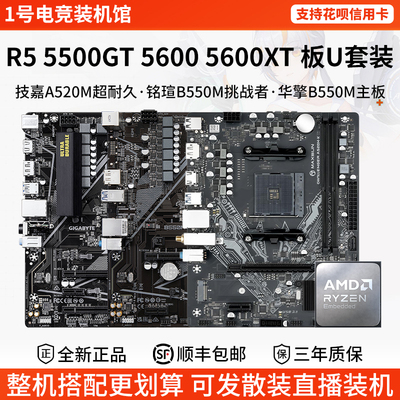 AMD R5 5500 5600 5600XT GT技嘉A520M超耐久B550M小雕主板U套装