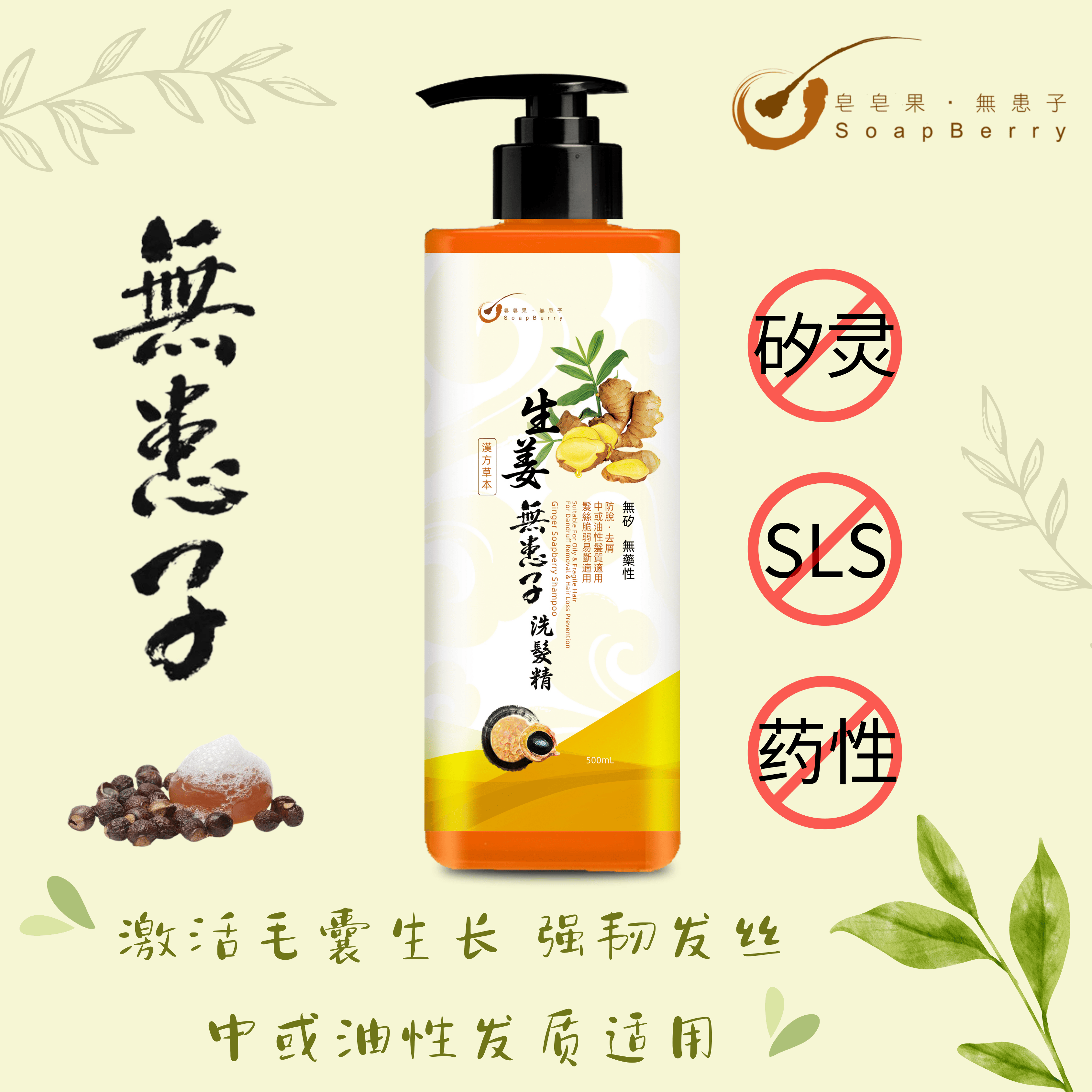 现货正品包邮 香港皂皂果无患子洗发水无矽防脱去屑500mL孕妇可用