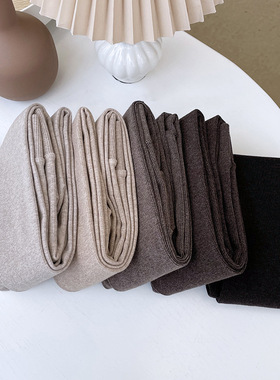 秋冬900D薄绒棉质竖条纹羽毛绒燕麦白显瘦保暖美腿打底连裤袜子女