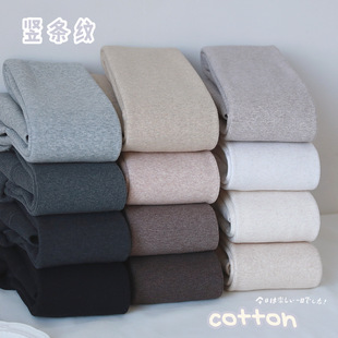 2000D加厚棉质竖条纹燕麦色加厚羊胎绒保暖显瘦打底连裤 袜子踩脚