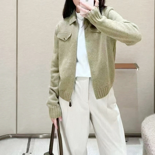 老钱风~LP同款羊绒羊毛开衫女Polo翻领毛衣外套夹克毛衣外套女