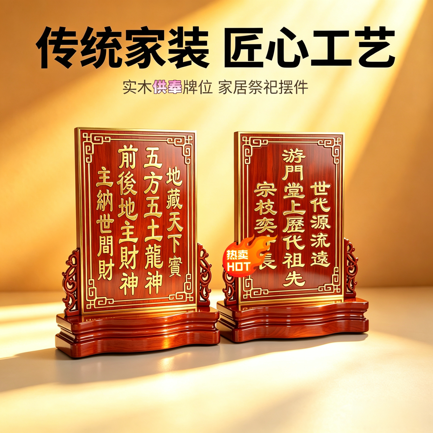 定制实木厚板祖先地主祖宗家仙供奉香火天地牌位免费刻姓厂家直销