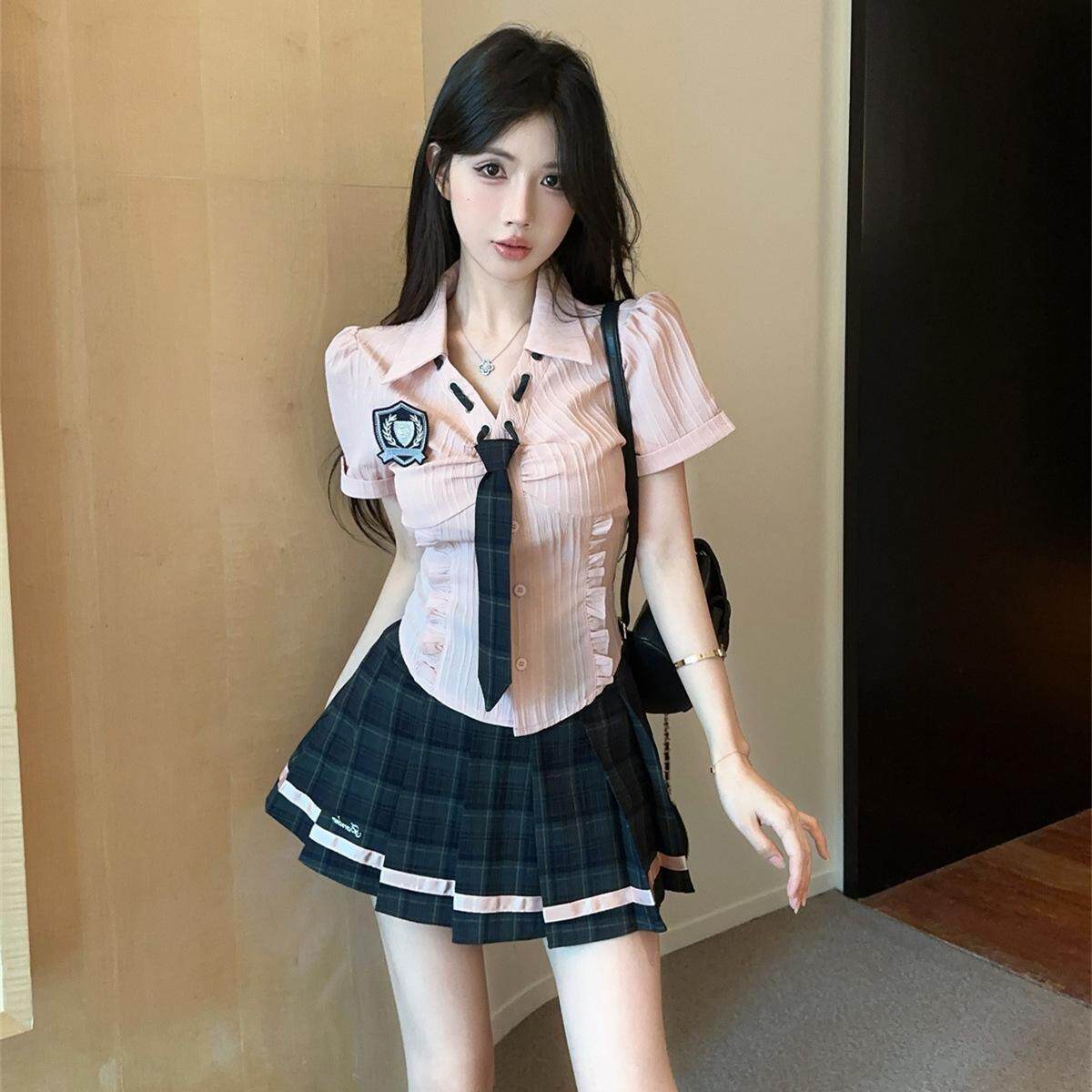 新款小个子百褶裙足浴技师工作服