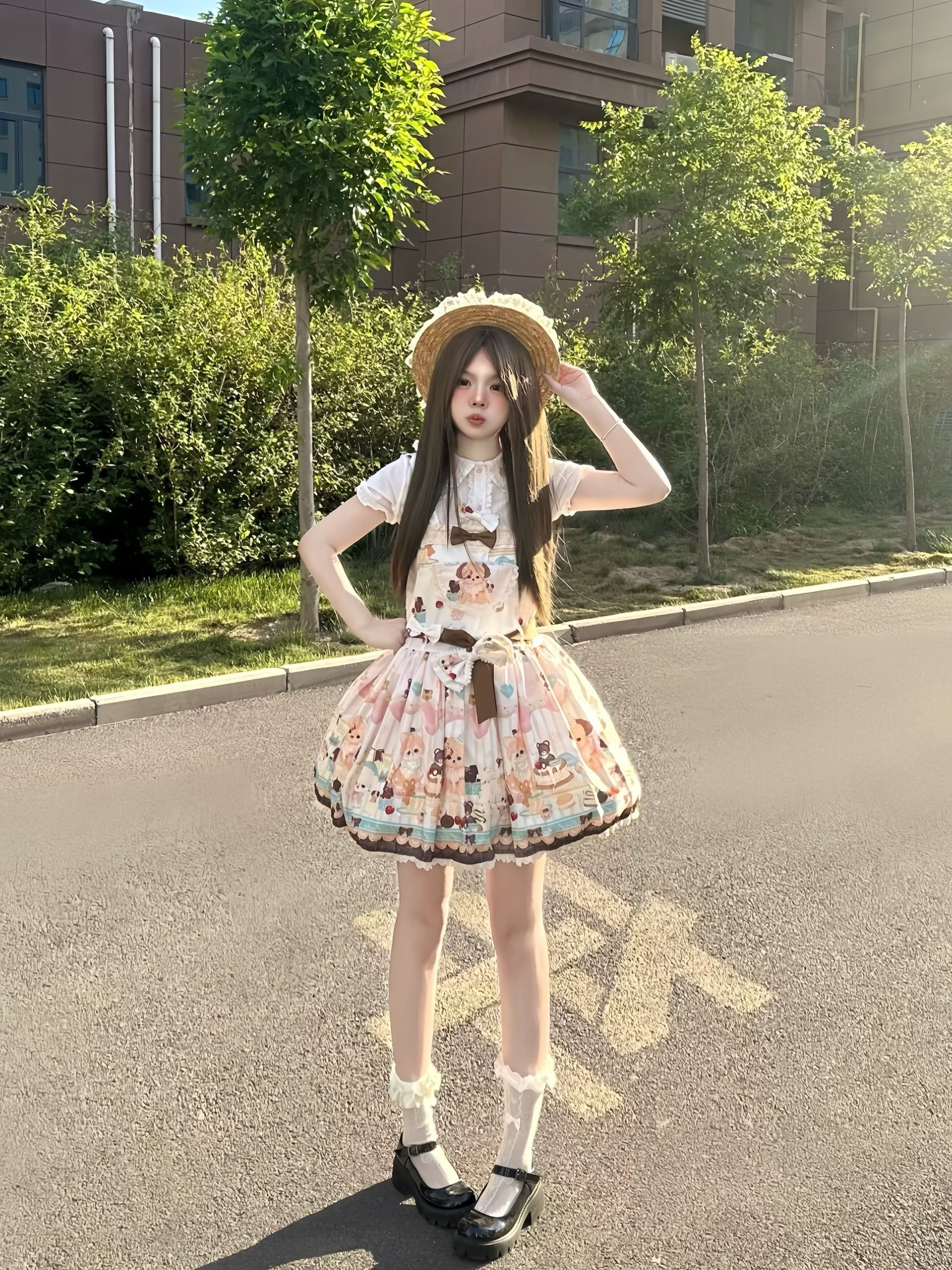 lolita原创软妹少女日系蓬蓬背带裙减龄可爱狗狗JSK洛丽塔蝴蝶结