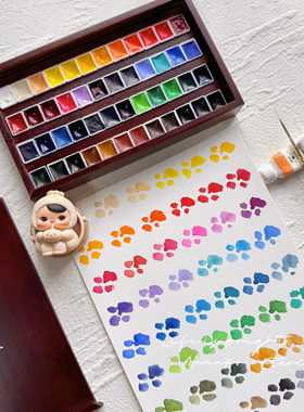 Ds大师级艺术家基础官配24色36色48色72色水彩颜料分装木盒定制