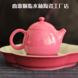 心歌古风景德镇胭脂红茶壶小龙蛋壶100ml女士茶壶