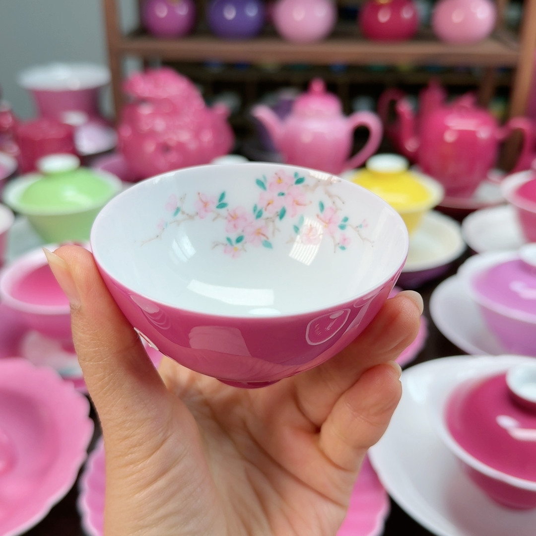 微瑕手绘鸡心杯海棠花,餐饮具,茶杯,淘宝优惠券,粉丝福利购,淘宝优惠卷