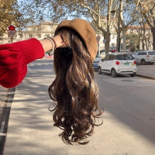 假发帽子女款2025新款冬一体防晒帽自然仿真秋冬时尚逼真洋气头套