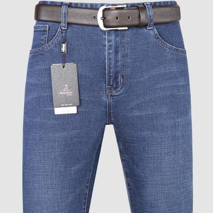 啄木鸟中老年父亲男士夏季牛仔裤子宽松直筒休闲中年高端爸爸长裤