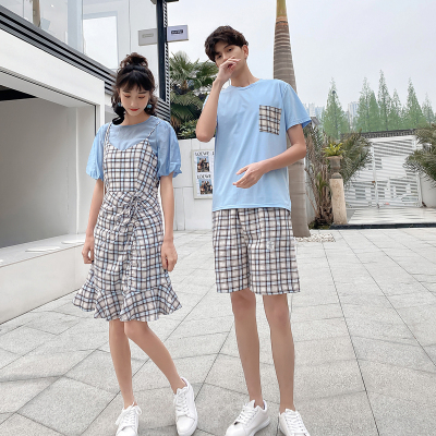 A 6797女套P65 男套P65 夏装新款情侣女裙男衣学生套装韩版班服
