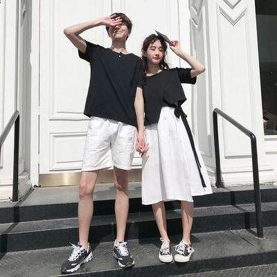 A6082女套P70男套P60 情侣装不规则两件套连衣裙休闲旅游男女t恤