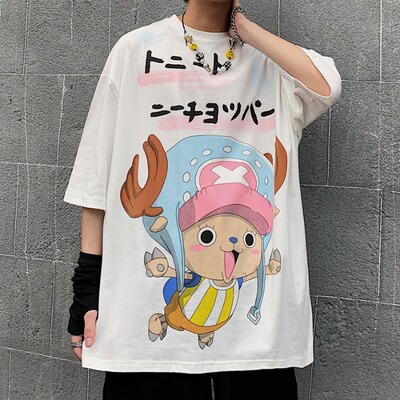 4078-P32 2020新款人物印花ins宽松百搭短袖T恤港风情侣装男潮