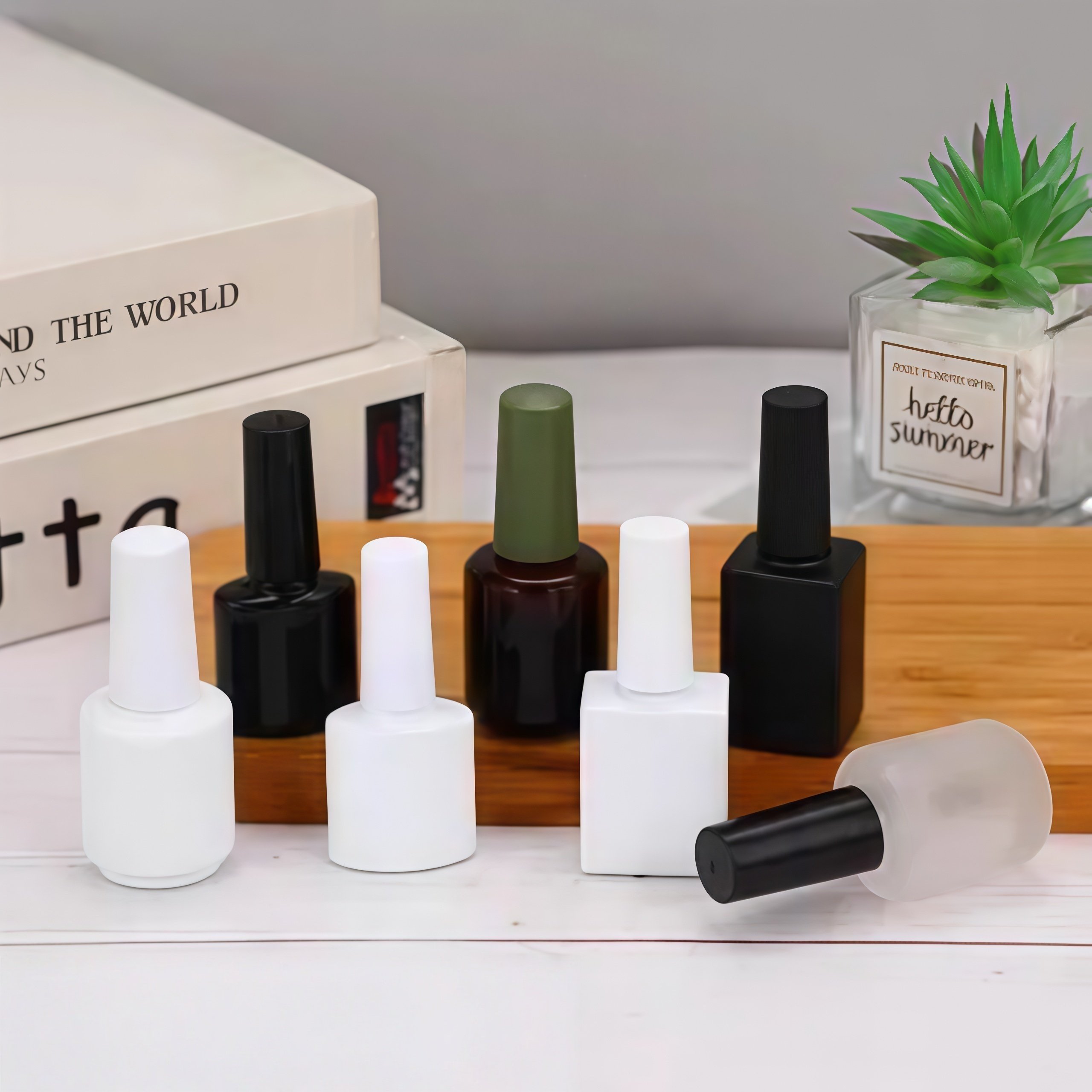 高档指甲油瓶美甲用品小空瓶带刷头甲油胶分装瓶药水瓶便携分装瓶