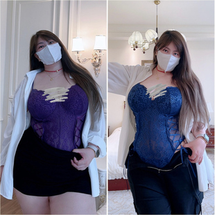 女装 缠绕Control大码 蕾丝性感连体衣吊带绑带内搭女 陈橙橙 180