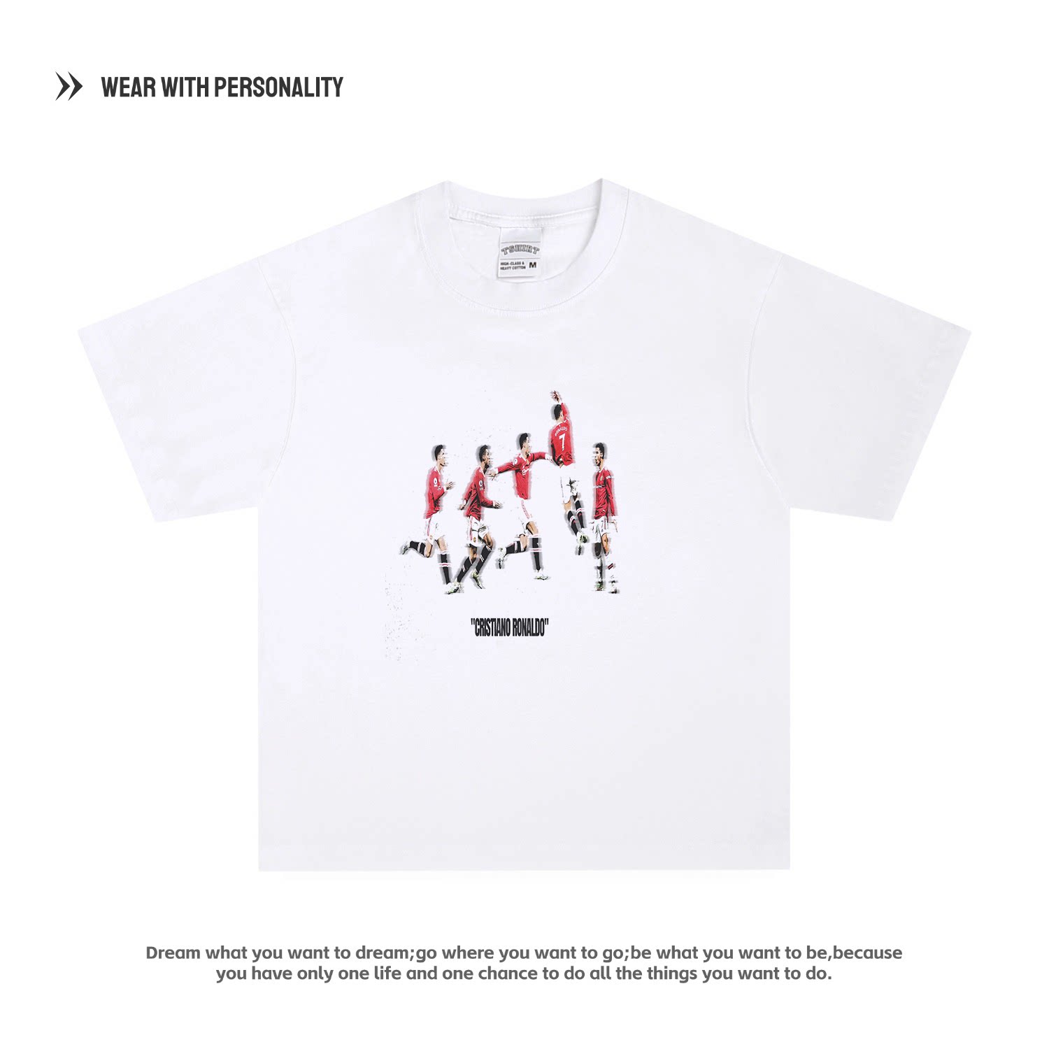 足球oversize嘻哈甜酷街头原宿风复古美式重磅正肩纯棉短袖t恤男