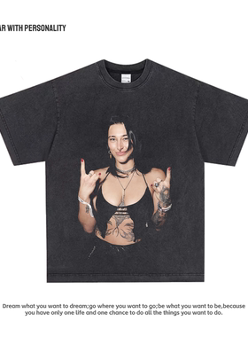 蕾娅·里普利RHEA RIPLEY中指复古wwe摔角纯棉长短袖T恤做旧印花