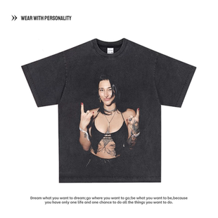 蕾娅·里普利RHEA RIPLEY中指复古wwe摔角纯棉长短袖T恤做旧印花