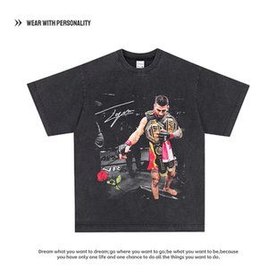 UFC托普利亚Ilia Topuria美式圆领宽松街头人像数码直喷短袖T恤