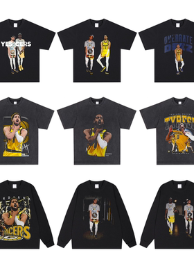 哈利伯顿Haliburton美式球星T恤数码直喷纯棉复古水洗印花长短袖