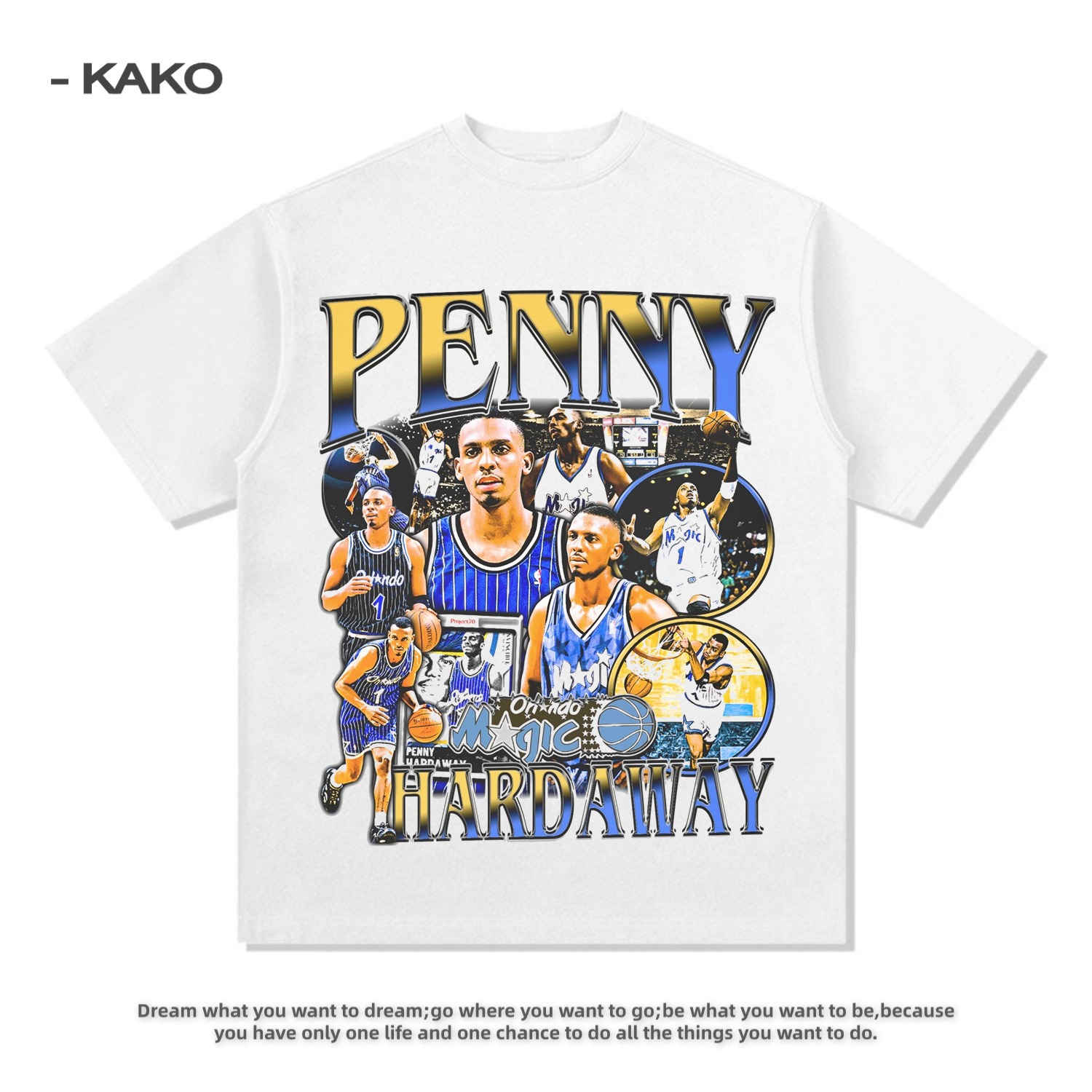 便士哈达威Penny Hardaway印花短袖美式复古篮球宽松休闲纯棉T恤