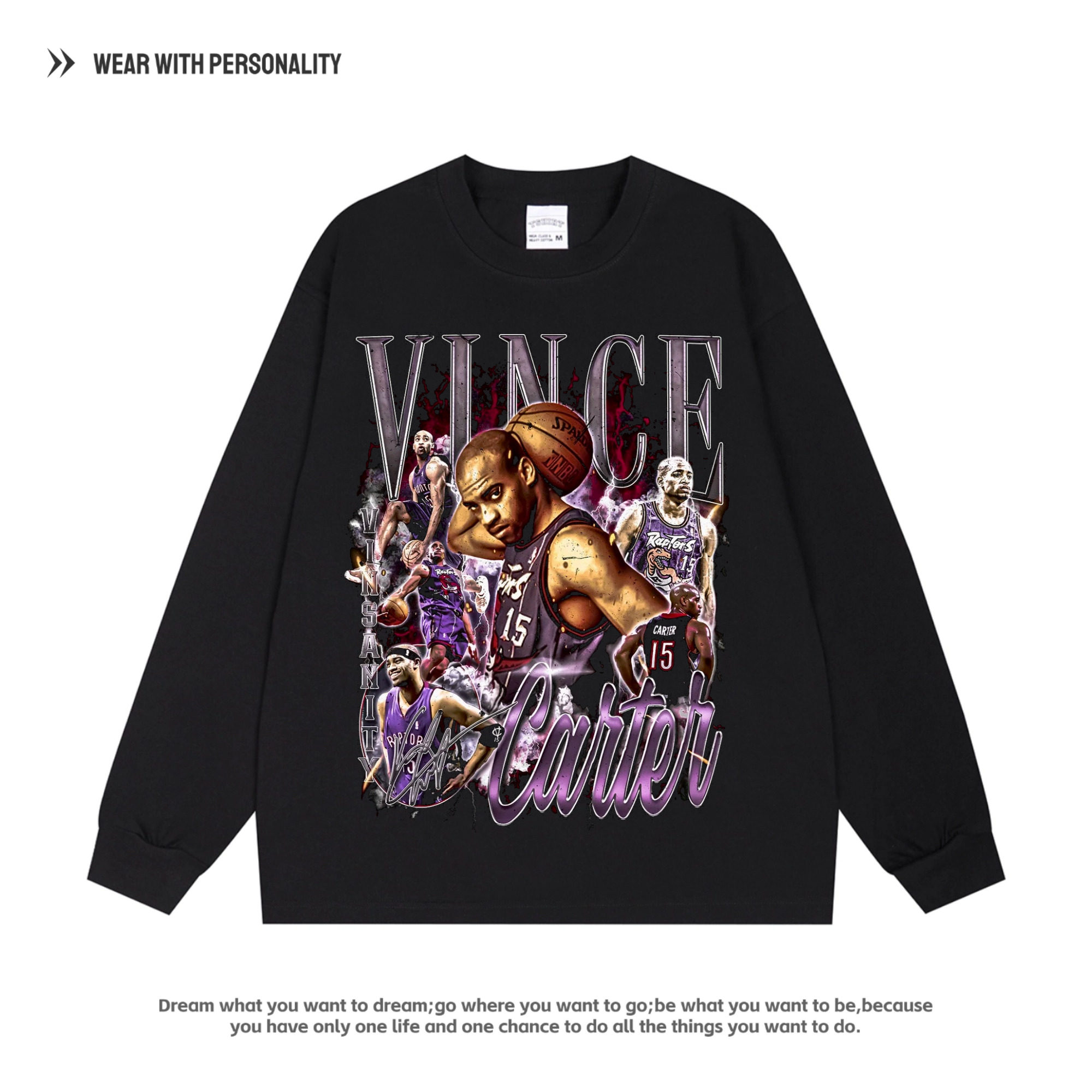 扣篮王Vince Carter 文斯·卡特 美式球星印花学生宽松篮球长短袖