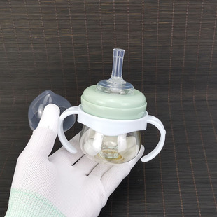 宝宝喝水宽口径PPSU迷你小奶瓶120ml防胀气手柄婴儿吸管杯鸭嘴杯
