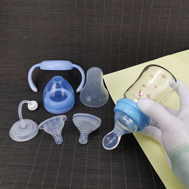 新生儿带勺头宽口径晶钻玻璃奶瓶150ml婴儿防胀气防呛奶手柄吸管