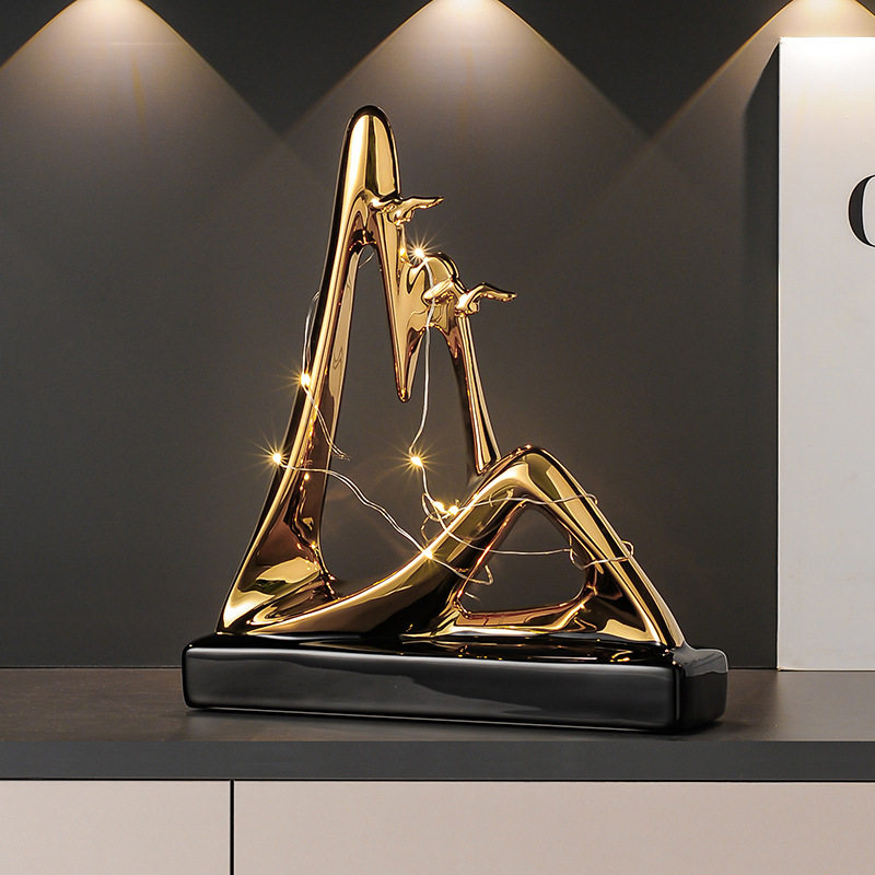 金山银山陶瓷摆件发财轻奢高档客厅柜子办公桌高级感招财装饰礼品