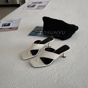 IDO编织皮夹趾女凉鞋高跟时装款