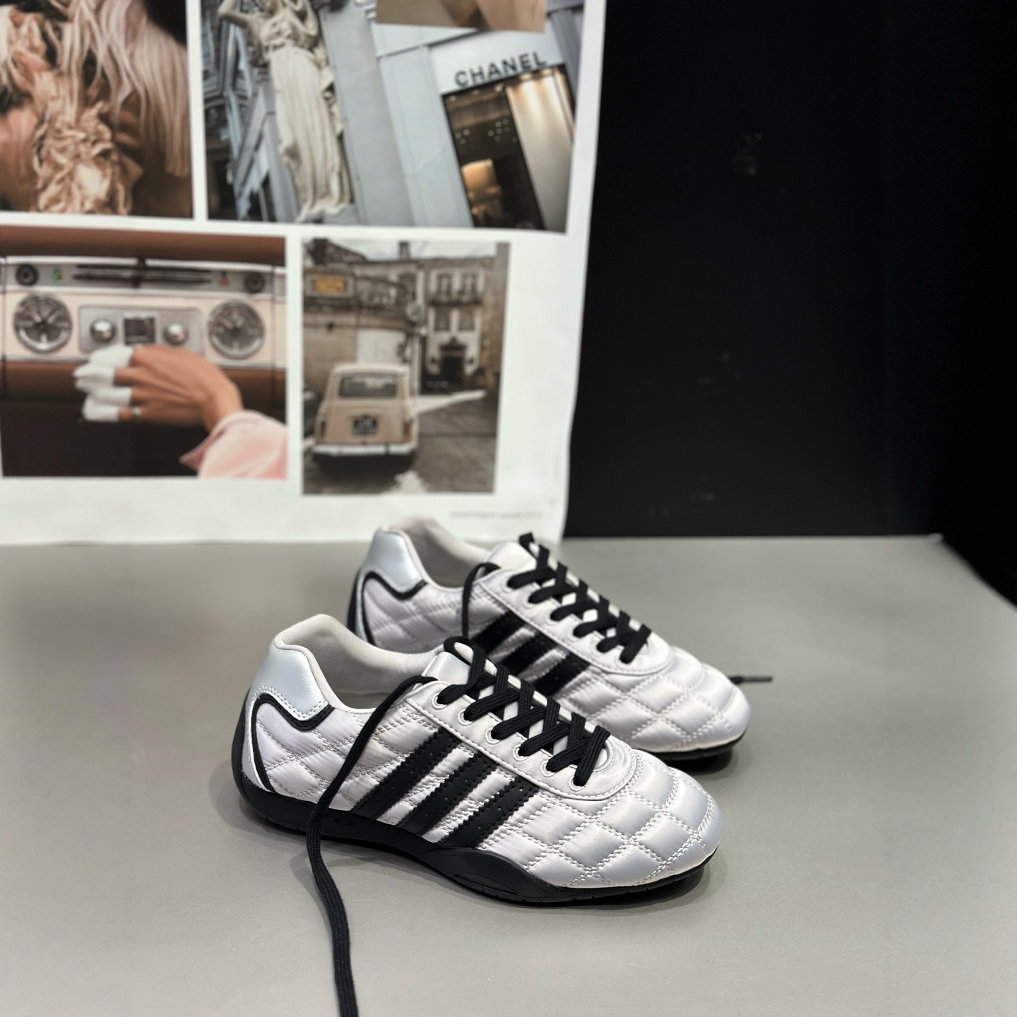 IDO髦真丝三道杠鞋子德训鞋女秋