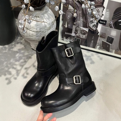 旎彩中筒靴女修饰腿型骑士靴女冬