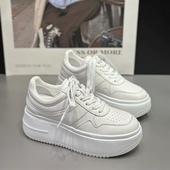 欧货ido小白鞋 女小个子轻便 真皮厚底6CM增高松糕鞋 女2024新款 爆款