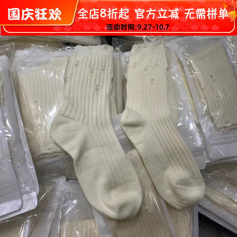 吸汗保暖女袜棉漏洞中筒袜