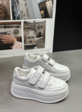 欧洲站IDO春款2026新款女鞋魔术贴做旧厚底松糕鞋女超轻小白鞋女