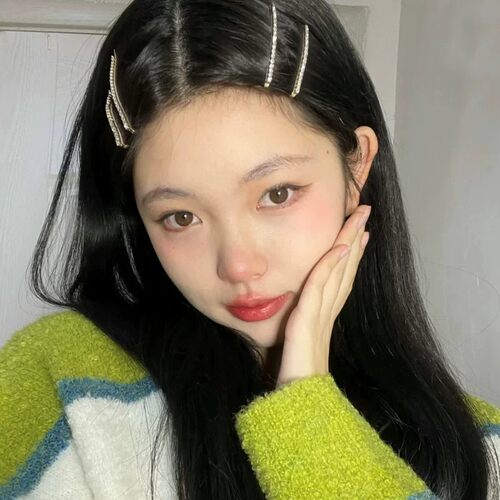 弯曲贴合镶钻金属一字夹