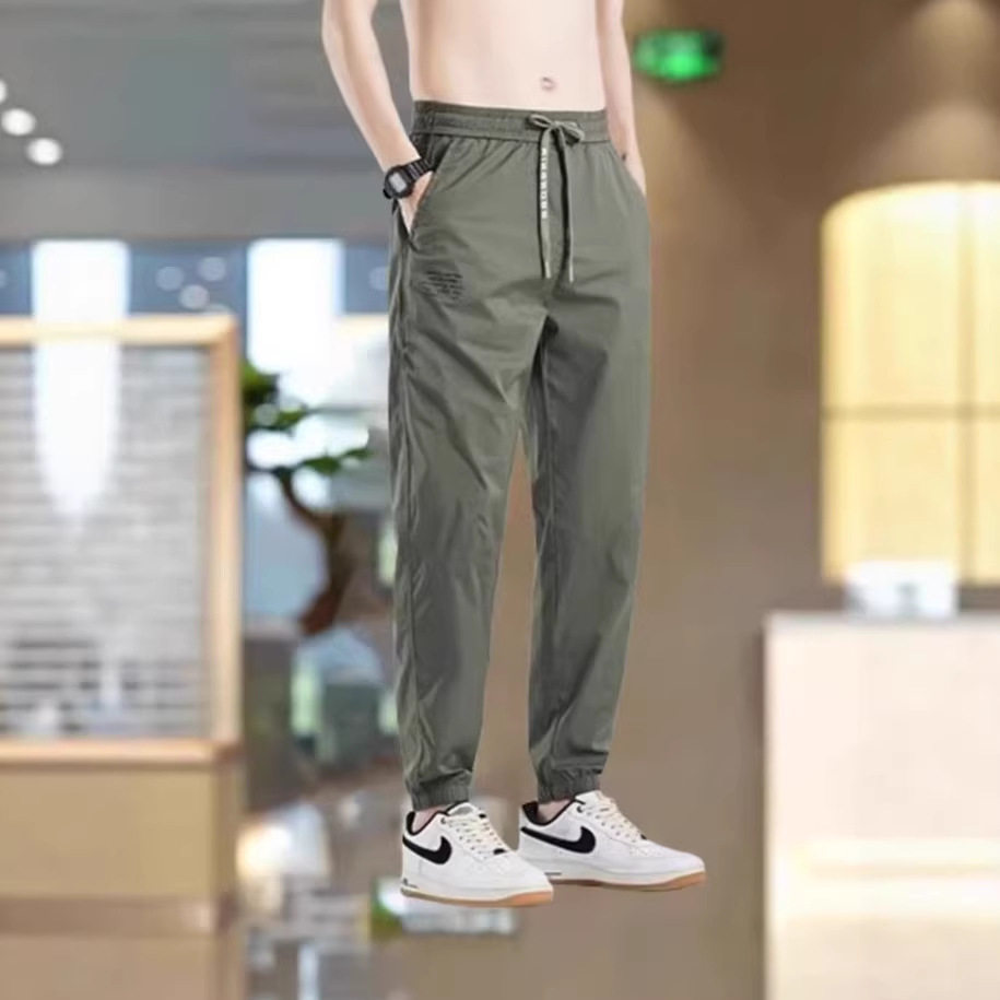 日系清新夏季潮牌冰丝休闲裤子男