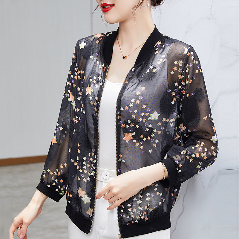 碎花雪纺超薄外套女2024新款防晒衣印花薄款防晒衫夏宽松上衣