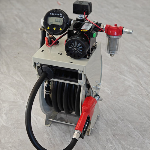 电动抽油泵12v24v220v柴油加油机卷盘一体机车载自动计量油枪