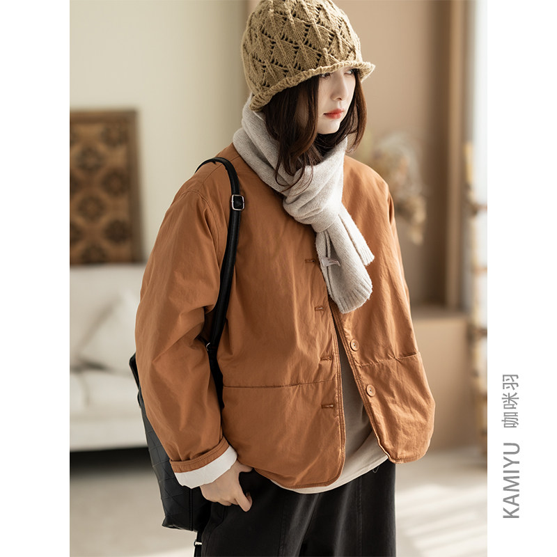 咖咪羽100%棉秋冬新款棉服女文艺时尚休闲女士百搭夹棉女装棉衣厚